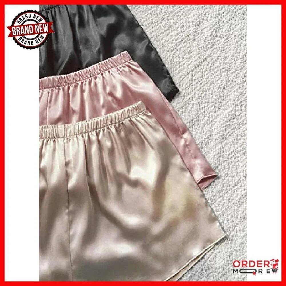Satin Lounge Set 6-Piece Cami Top Shorts Pajama Sleepwear